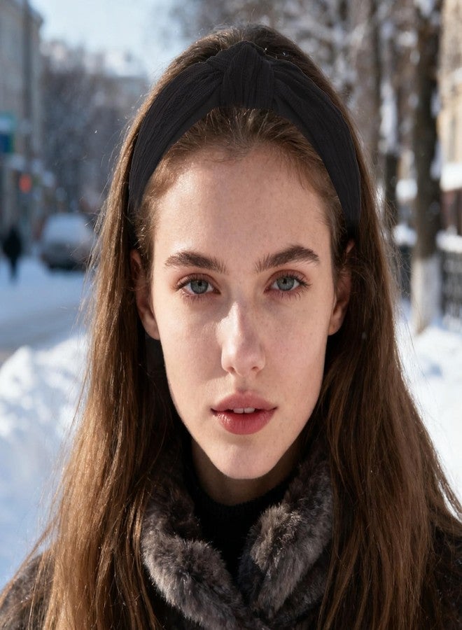 ACO-UINT Black Knotted Headband for Women Fashion Wide Headband Fabric Non Slip Hair Accessories for Women Girls - Image 4